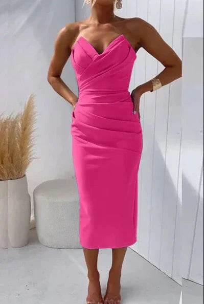 Elegant Sleeveless High Slit Solid Color Dress - ZA-Zola