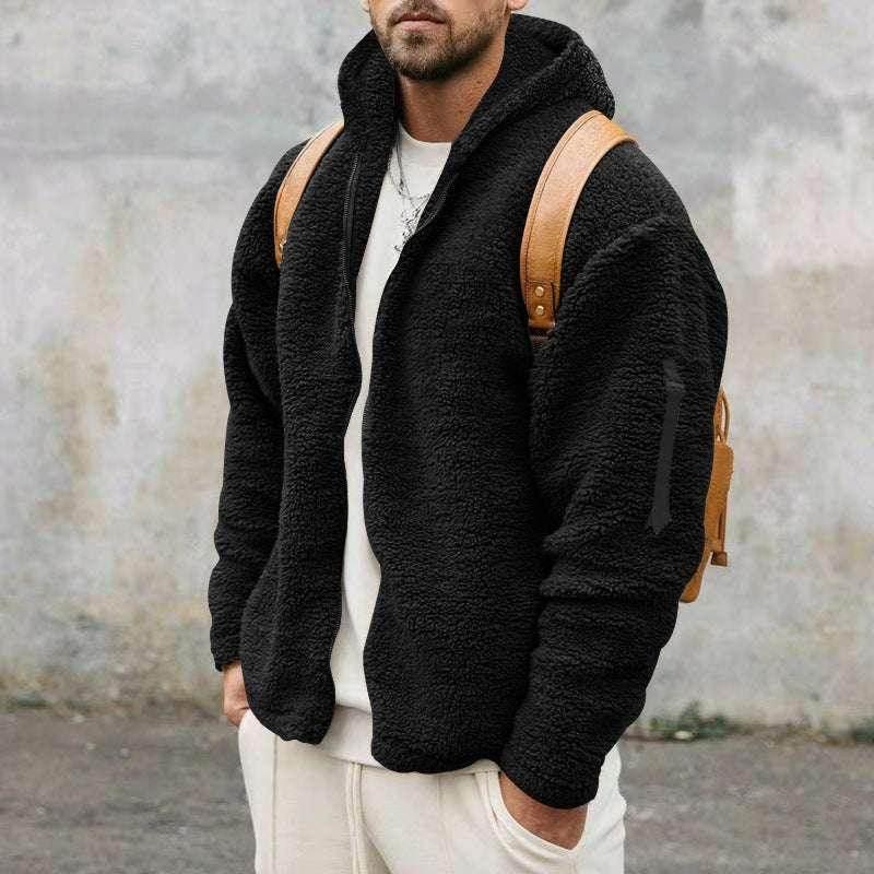 Plush Hooded Jacket – Men's Double-Sided Fleece Warm Coat - ZA-Zola
