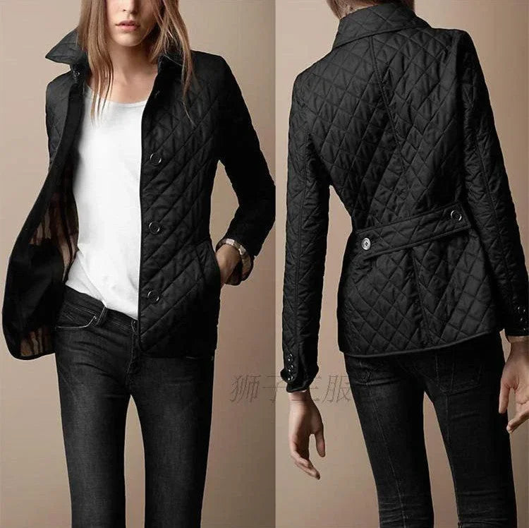 Lapel Cotton Padded Jacket for Women | Elegant Slim Fit Coat - ZA-Zola
