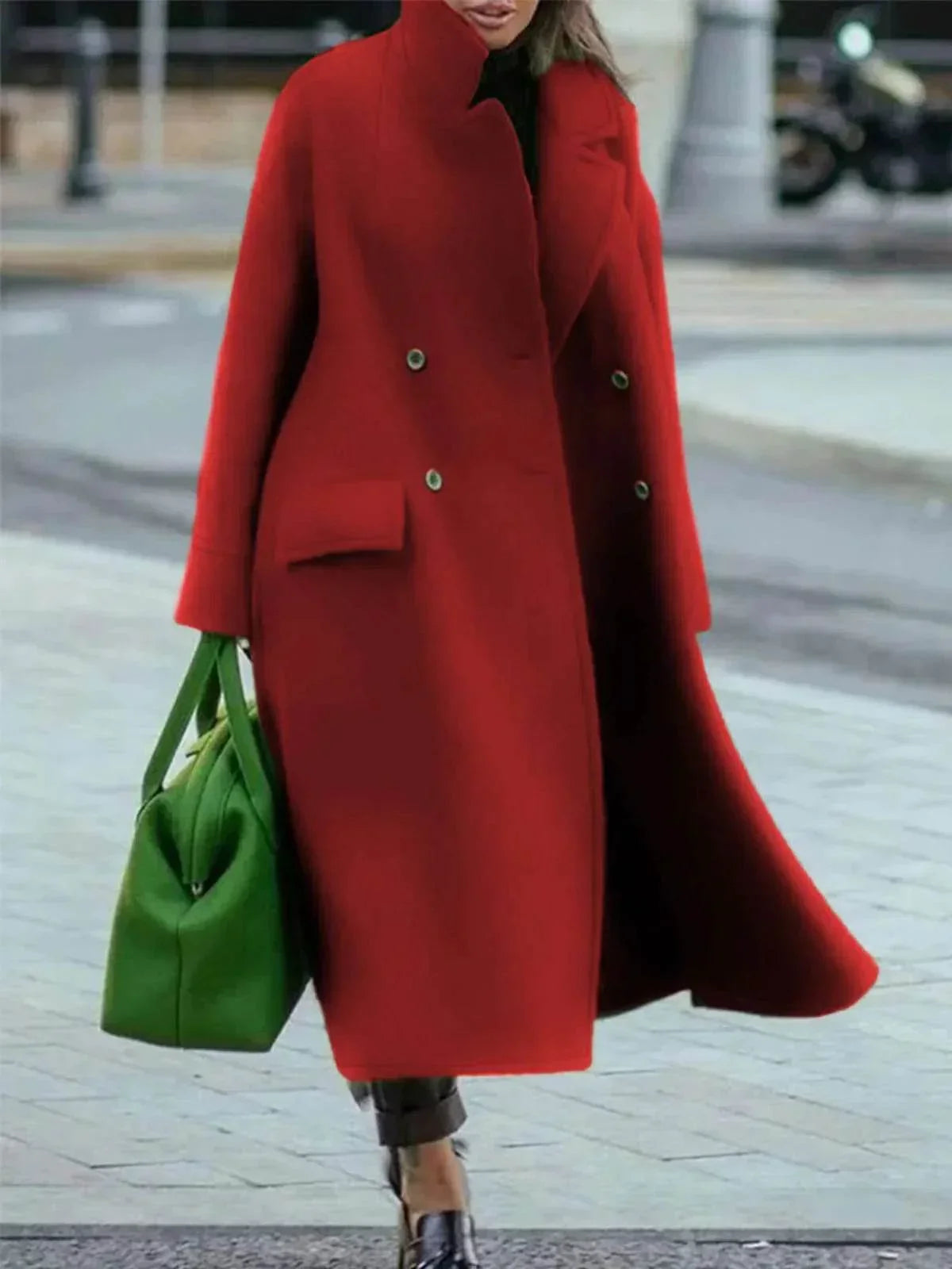 Long Woolen Coat – Solid Color Temperament Commuting Coat - ZA-Zola
