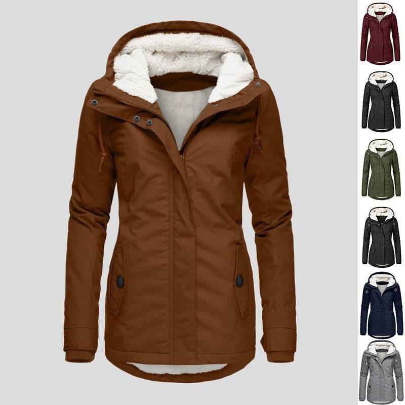 Warm Winter Hooded Jacket | Fleece Zip-Up Women's Casual Coat - ZA-Zola