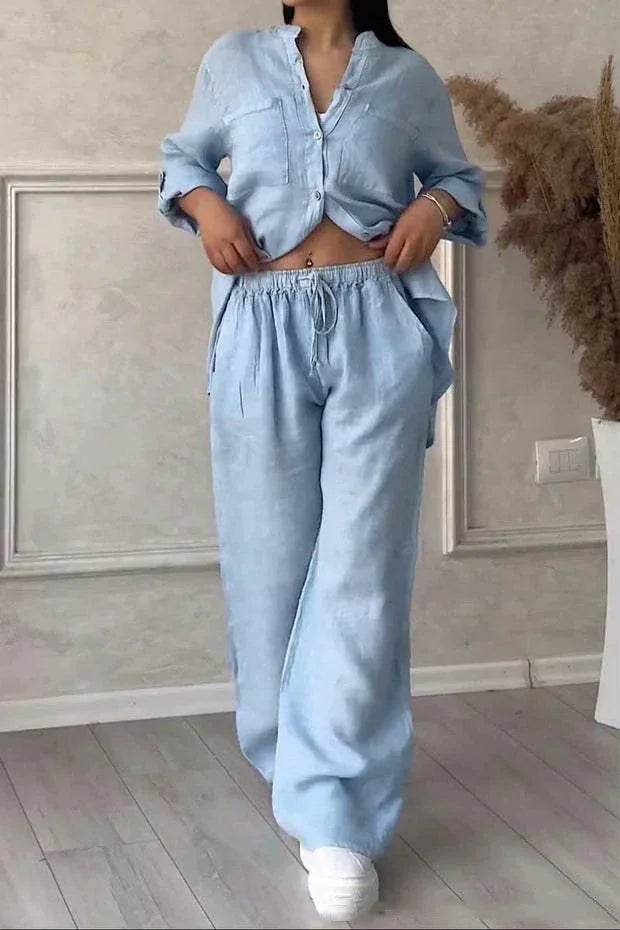 Stand Collar Lace-Up Two-Piece Set for Women - ZA-Zola