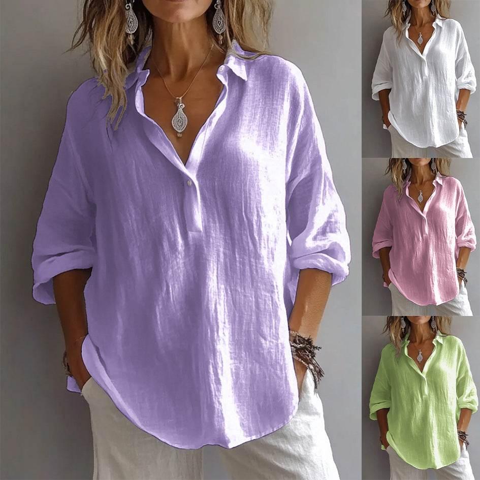 Lapel Pullover Shirt – Women’s Long Sleeve - ZA-Zola