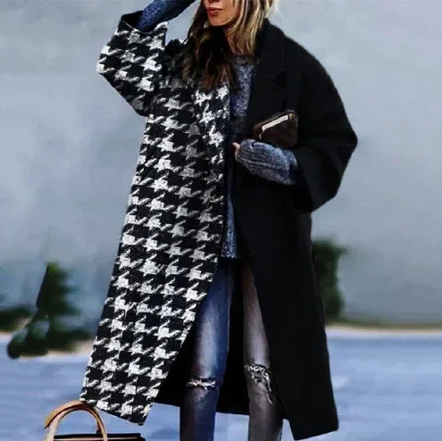 Dragon Phoenix Print Coat for Women – Woolen Long Lapel Jacket - ZA-Zola