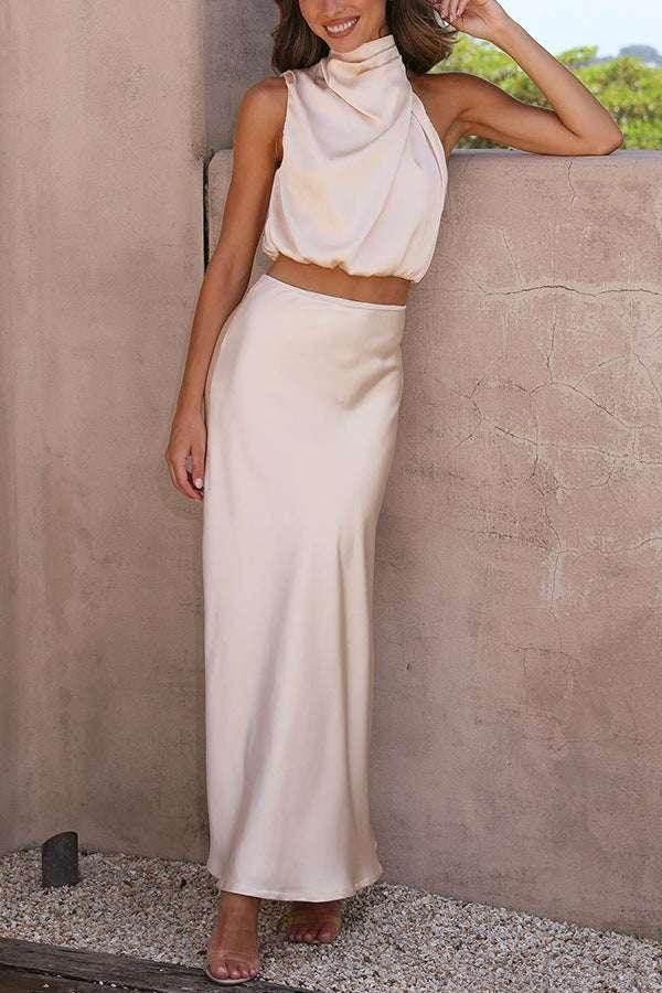 Satin Slim Fit Two-Piece Set – Casual & Chic Style - ZA-Zola