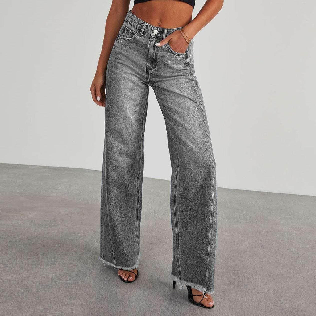 High Waist Straight Jeans with Pockets – Women - ZA-Zola