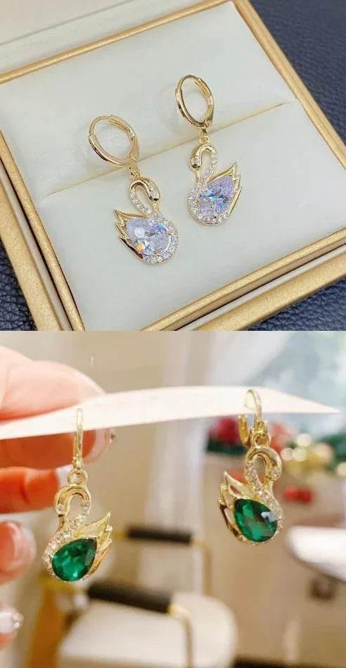 Sweet Swan Rhinestone Earrings for Women – Trendy - ZA-Zola