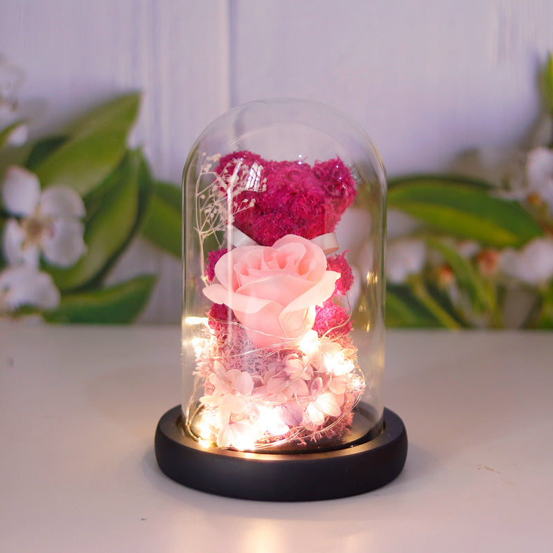 Eternal Rose Teddy Bear Gift | Romantic Valentine’s Day Decor