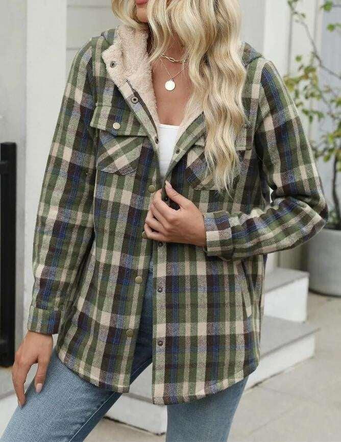 Plaid Hooded Woolen Coat | Thick Fleece Warm Jacket - ZA-Zola