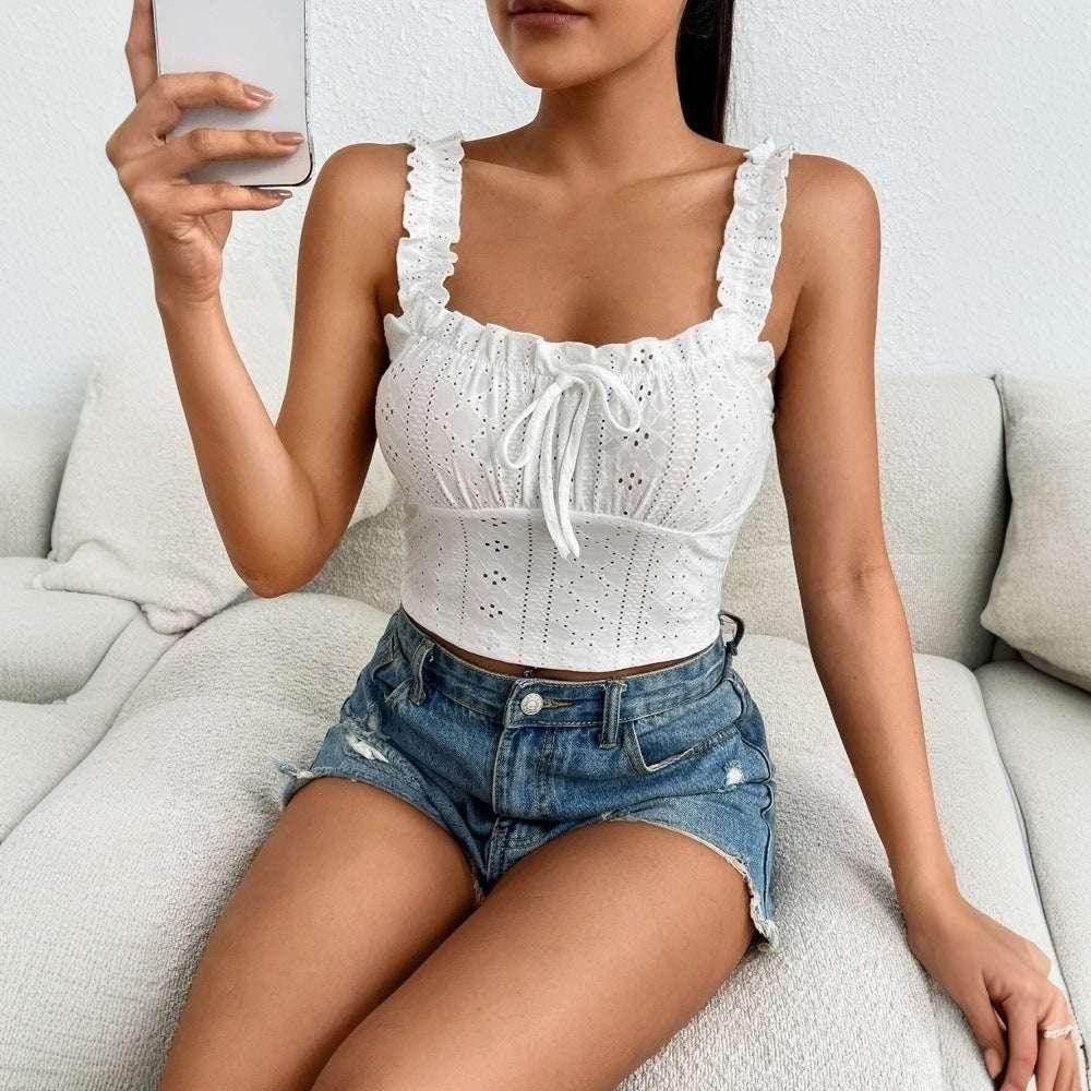 Elegant Lace Camisole Top | Slim Fit Summer Style - ZA-Zola