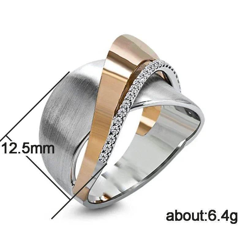 Two-Tone Electroplated Bow Diamond Ring - ZA-Zola