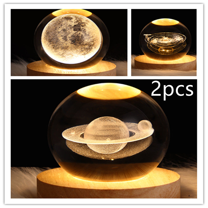 LED Galaxy Crystal Ball Night Light 3D Planet Moon Lamp | ZA-Zola