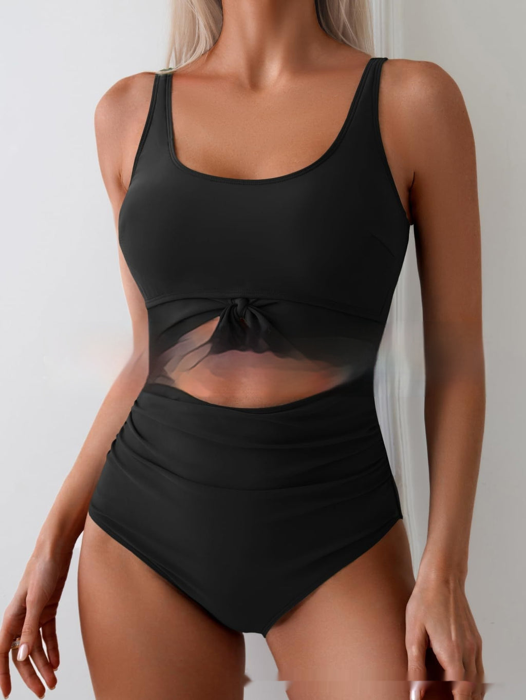 Women Contrast Color Tummy Control One Piece Swimsuit