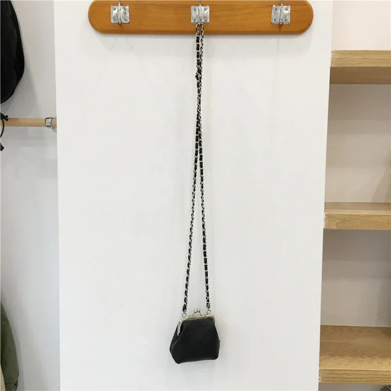 Mini Crossbody Earphone Bag with Rhombus Chain Design - ZA-Zola