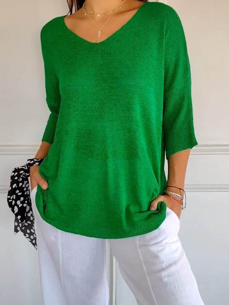 Fully Fashioned Knitwear Women’s V-Neck Sweater - ZA-Zola