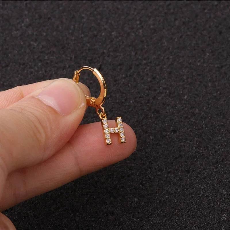 Women's Zircon Letter Earrings – Stylish Gold Jewelry - ZA-Zola