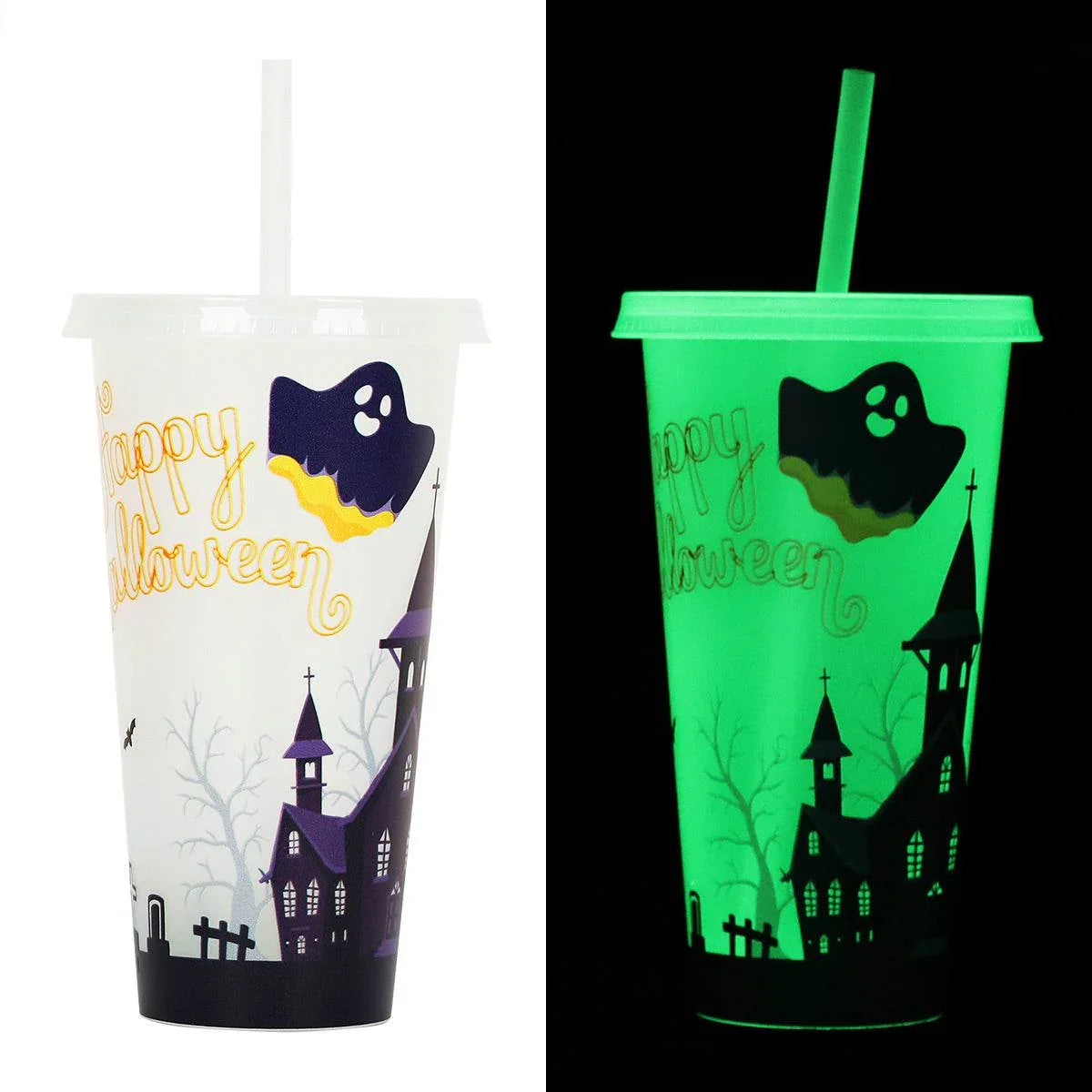 ZA-Zola 720ml Halloween Luminous Straw Cup - ZA-Zola