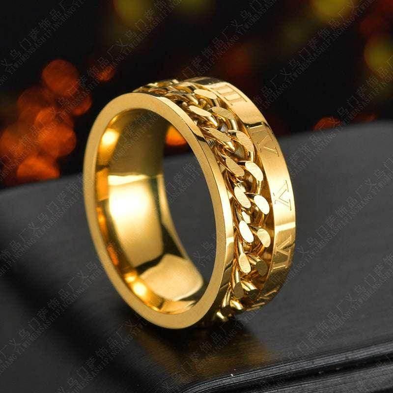 Titanium Ring – Roman Chain Spinner Ring for Men - ZA-Zola