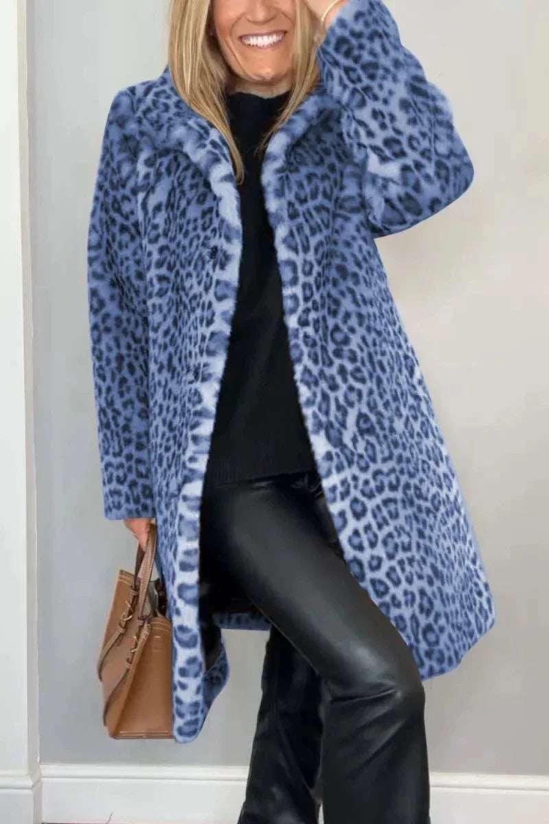 Leopard Print Plush Coat Mid-Length Winter Style - ZA-Zola