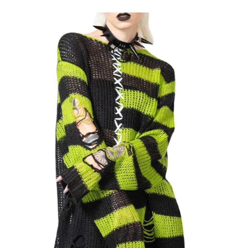 ZA-Zola Halloween Ripped Long Loose Sweater Women - ZA-Zola