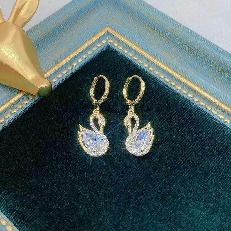 Sweet Swan Rhinestone Earrings for Women – Trendy - ZA-Zola