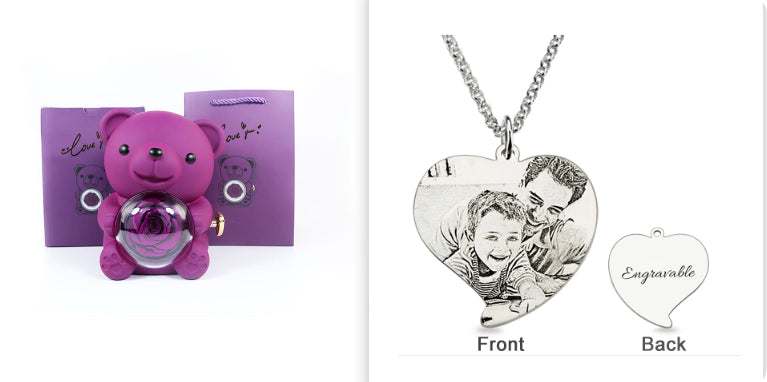 Rotating Bear Gift Box Rose Jewelry Box – ZA-Zola