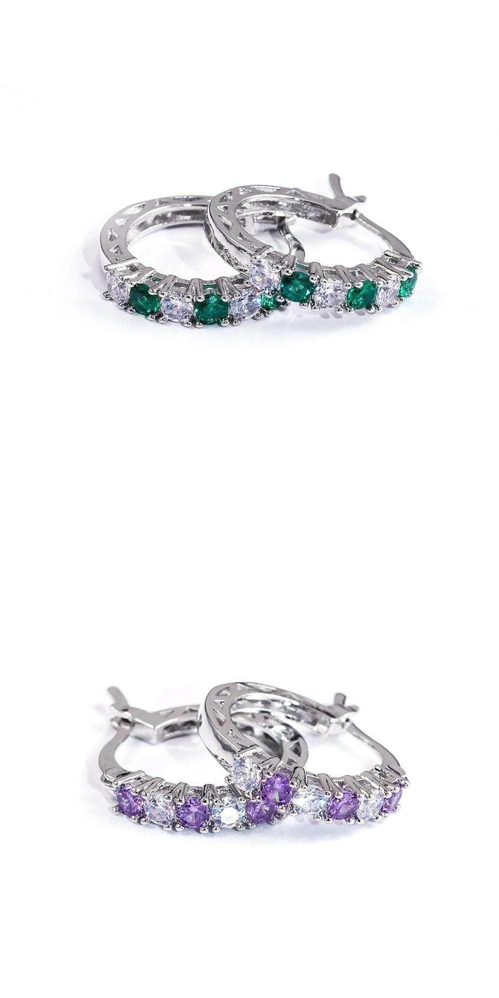 Colorful Zircon Ear Buckles – Elegant Ring Shape - ZA-Zola