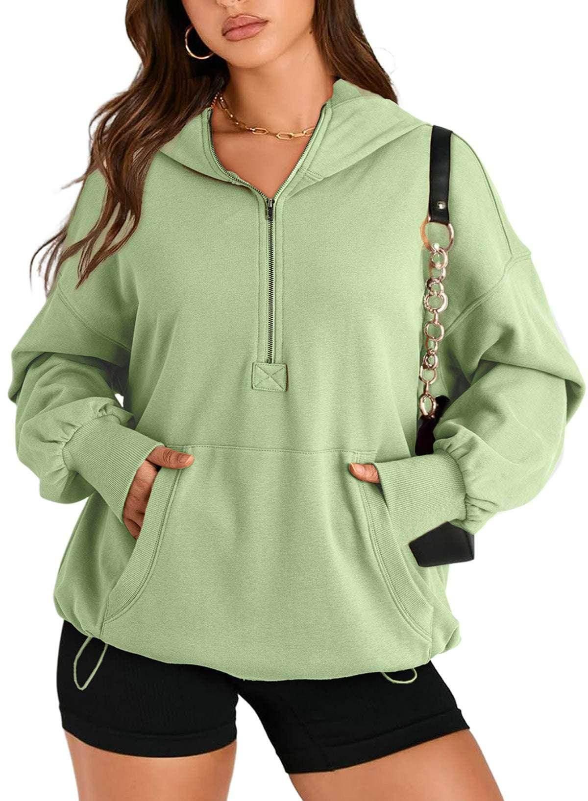 Solid Zip Hoodie – Women's Casual Layer - ZA-Zola