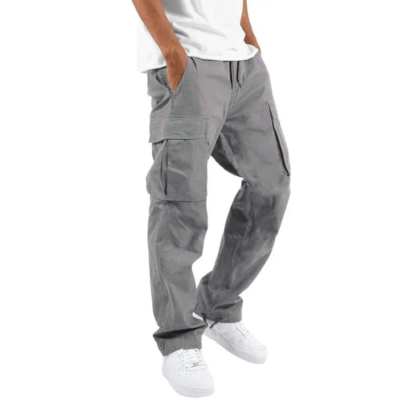 Men’s Trade Drawstring Multi-Pocket Casual Trousers – Loose Workwear Pants