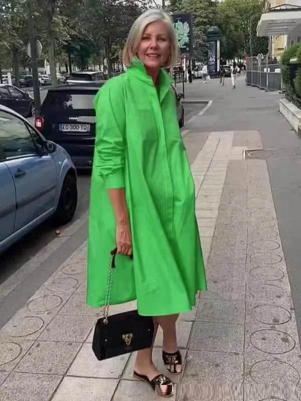 Solid Color Long Sleeve Shirt Dress for Women - ZA-Zola