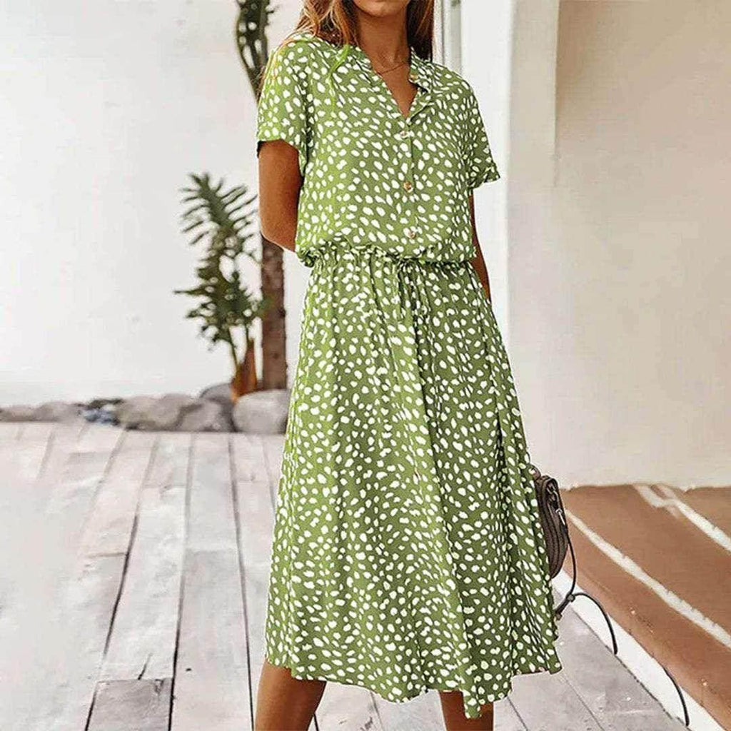 Printed Vacation Cake Skirt Maxi Dress - ZA-Zola