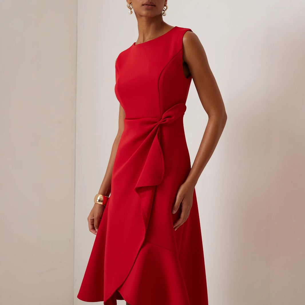 Women’s Sleeveless Round Neck Temperament Long Dress