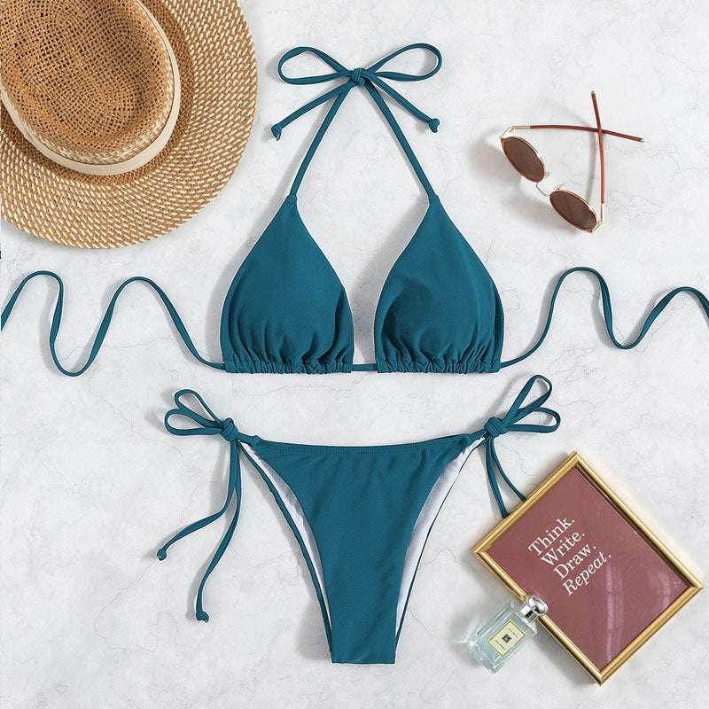 Pure Color Halter Bikini | Sexy Swimsuit – Buy Now - ZA-Zola