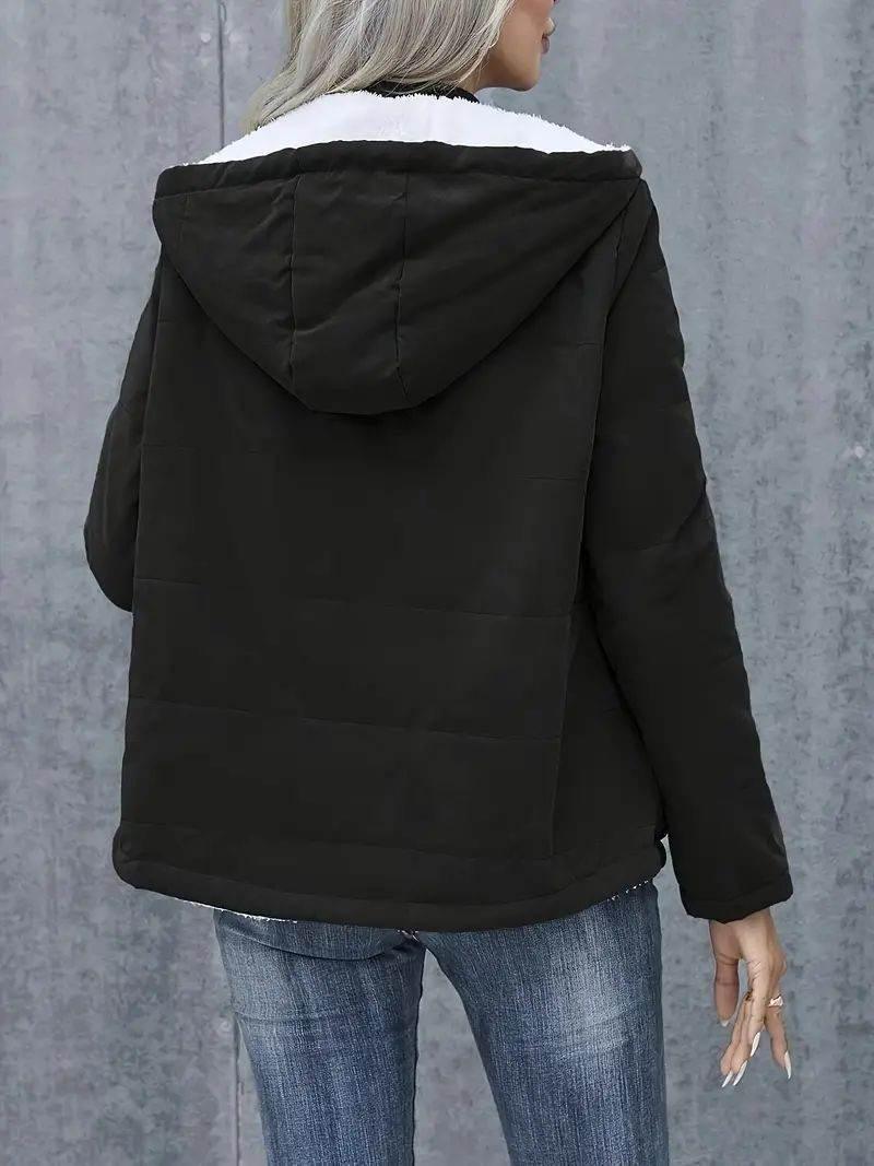 Fleece-lined Hooded Coat – Warm Preppy Winter Cotton Jacket Women - ZA-Zola