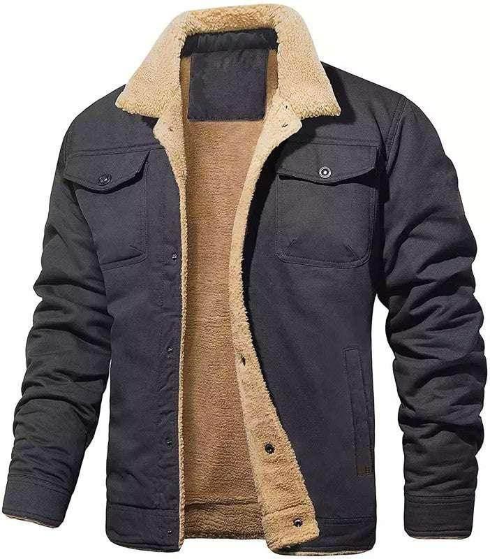 Men's Hooded Fleece-Lined Jacket - Mid-Length Overalls - ZA-Zola