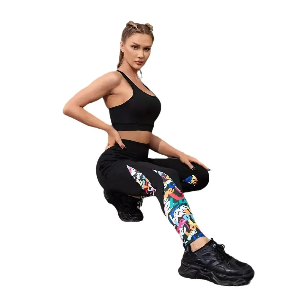 High Waist Color Contrast Yoga Leggings for Women - ZA-Zola