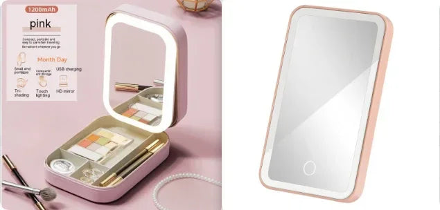 LED Makeup Storage Box with Touch Light Mirror - ZA-Zola