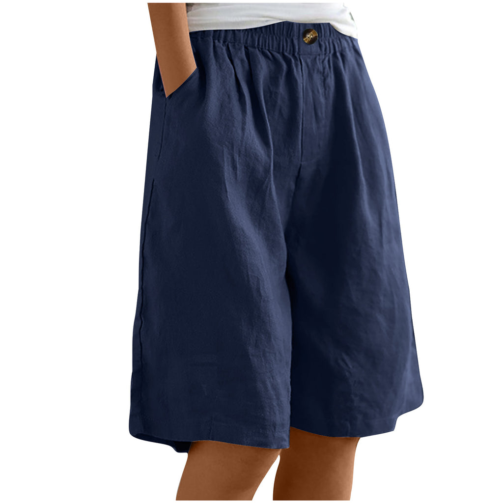 Navy blue shorts on a white background