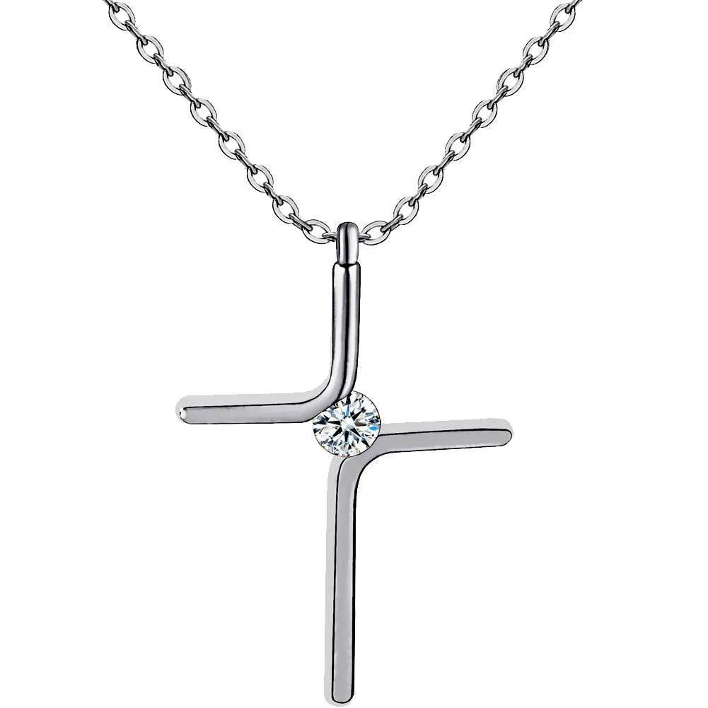 Simple Titanium Cross Pendant Necklace – Women - ZA-Zola