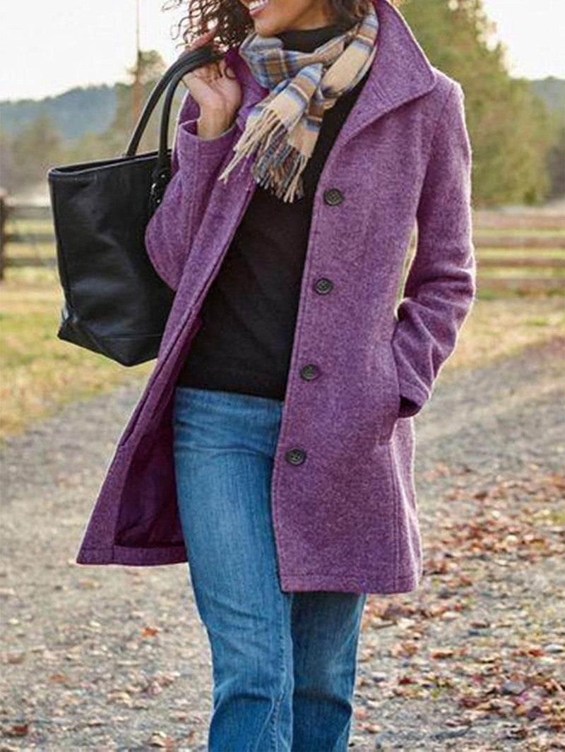 Winter Single Breasted Lapel Coat – Slim Mid-Length Jacket - ZA-Zola