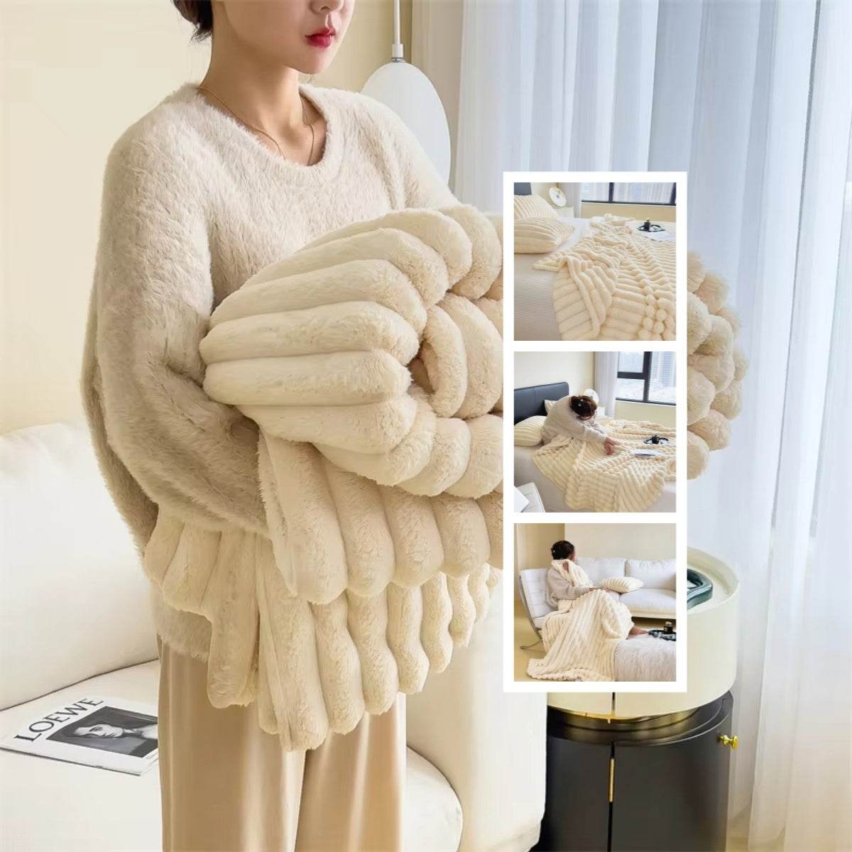 Soft Warm Blanket | Faux Rabbit Fur Double-Sided Throw - ZA-Zola