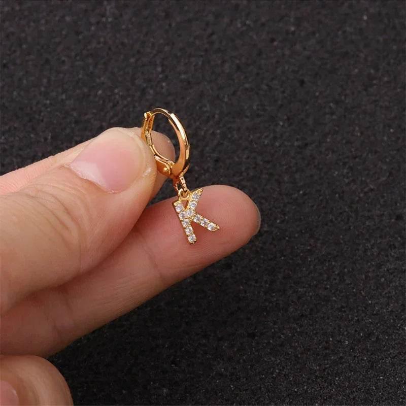 Women's Zircon Letter Earrings – Stylish Gold Jewelry - ZA-Zola