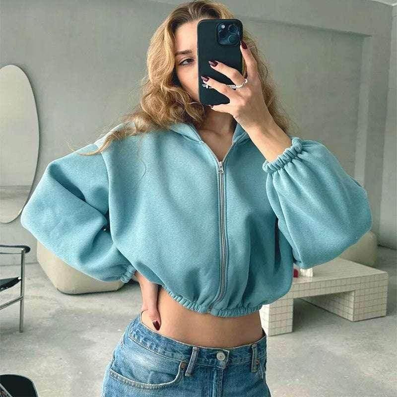 Casual Solid Color Hooded Jacket for Women - ZA-Zola