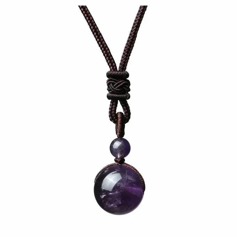 Natural Obsidian & Amethyst Pendant Necklace - ZA-Zola