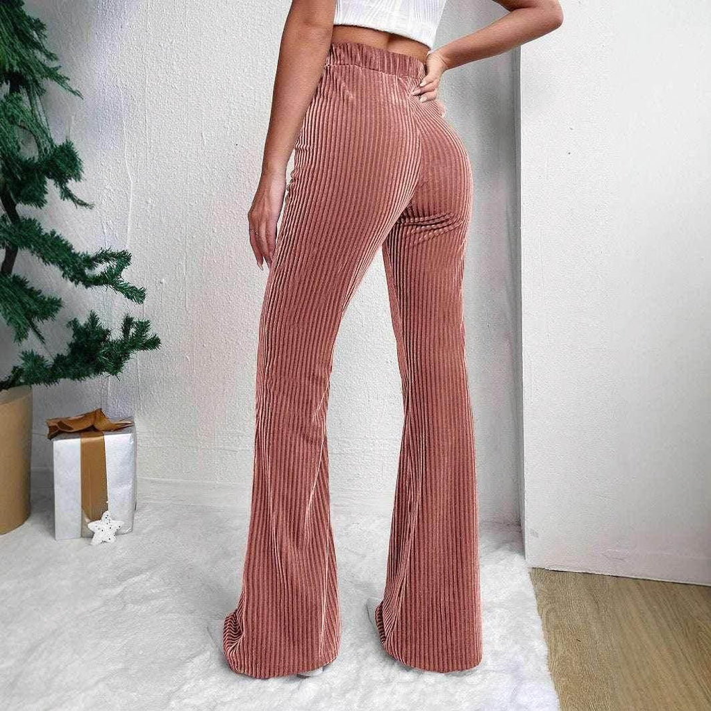 High Waist Corduroy Bell-Bottom Pants - ZA-Zola