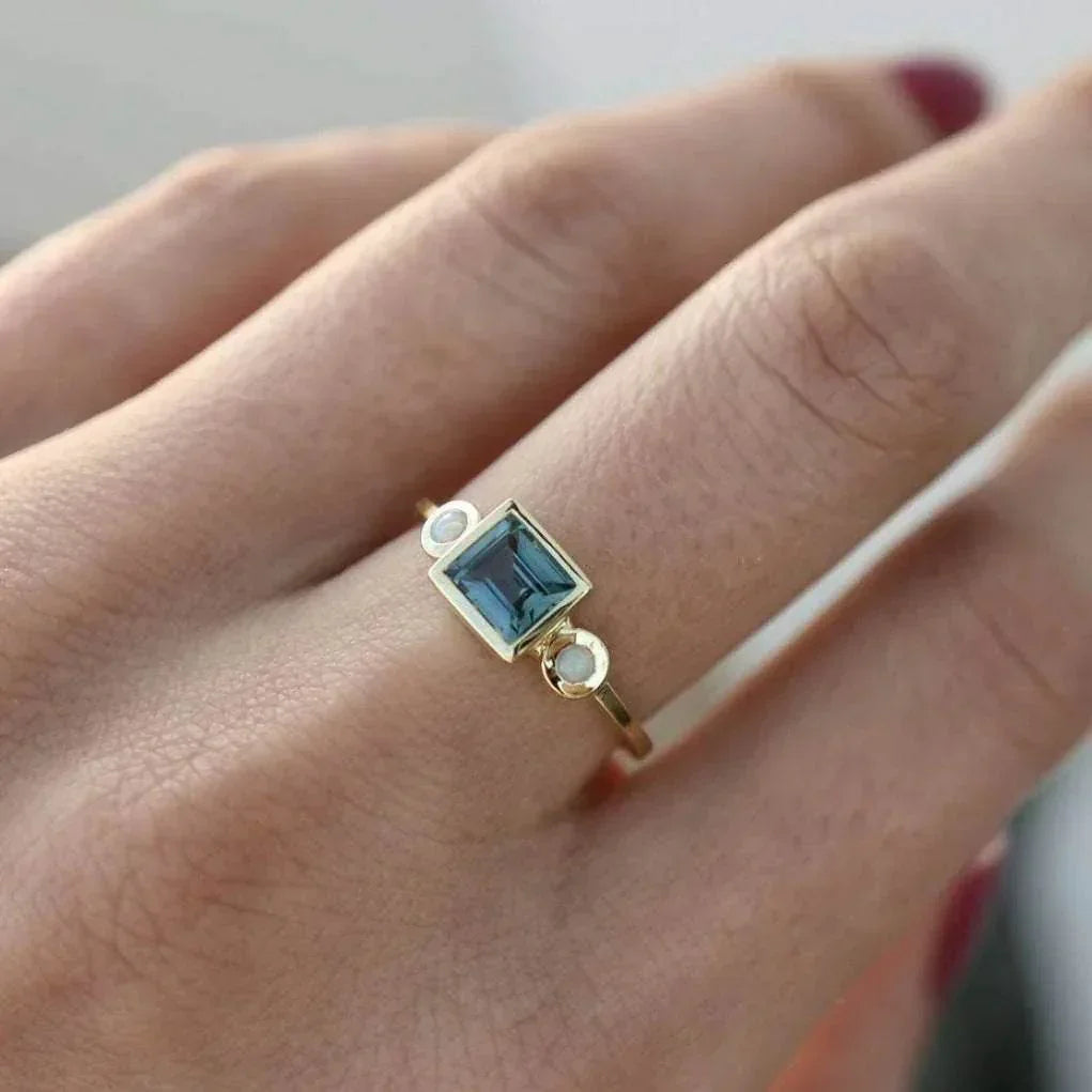 Women's Gold Gemstone Ring Set – 3 Pieces - ZA-Zola