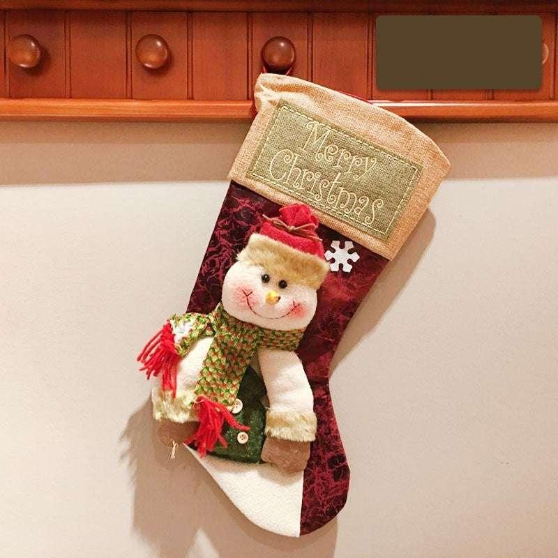 Christmas Stocking Socks Snowman Santa Elk Decor - ZA-Zola