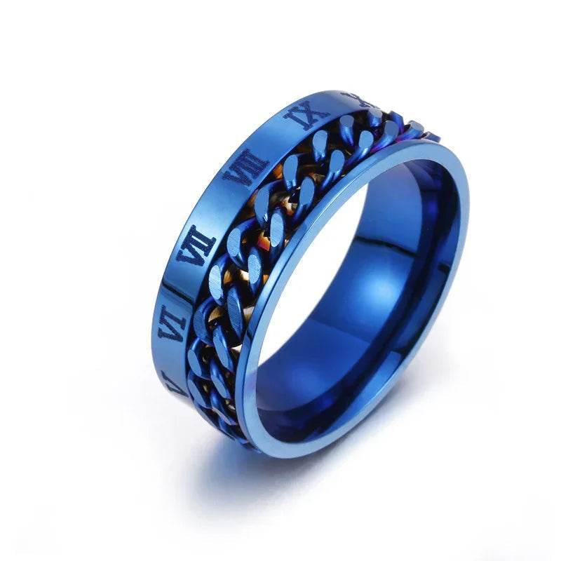 Titanium Ring – Roman Chain Spinner Ring for Men - ZA-Zola