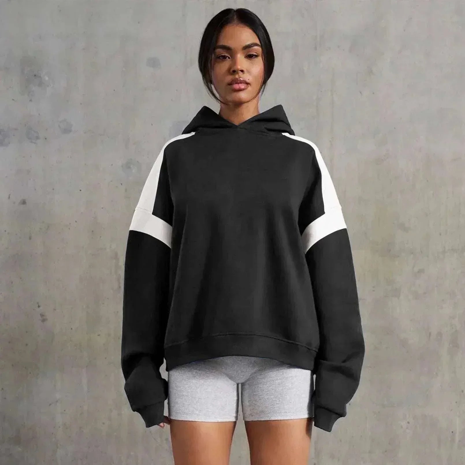 Contrast Drop Shoulder Hoodie for Women - ZA-Zola