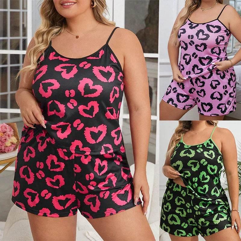 Plus Size Heart Print Shorts Set | Shop Now - ZA-Zola